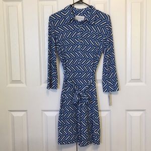New Donna Morgan Blue Geo Dress size 6